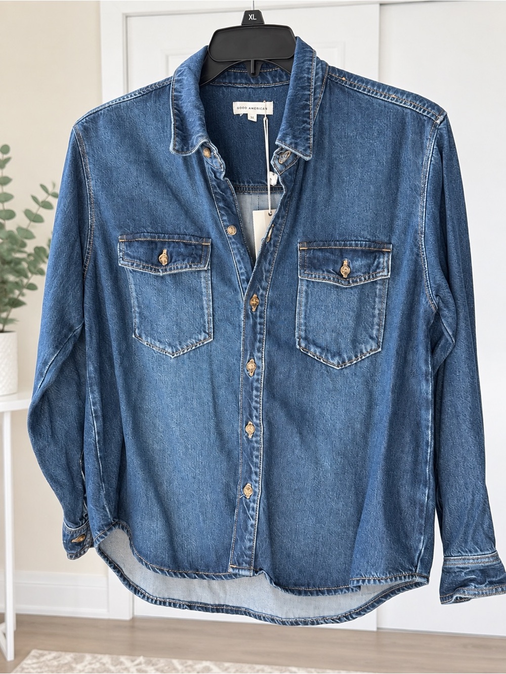 Good American Heavy Denim Shacket NWT Size 2 Large Oversized